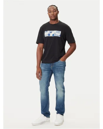 Tricou barbati,  negru/albastru, bumbac