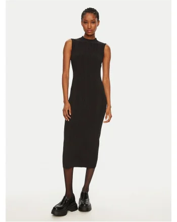 Rochie tricotata de dama,  negru, fabricata din material de calitate