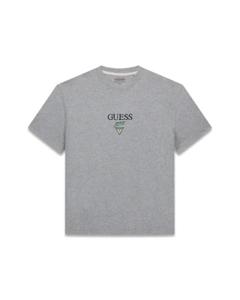 Tricou din bumbac cu broderie logo, Gri melange