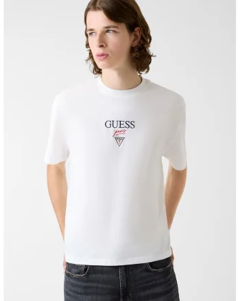Tricou din bumbac cu broderie logo, Alb