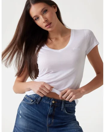 Tricou din lyocell cu decolteu in V, Alb murdar