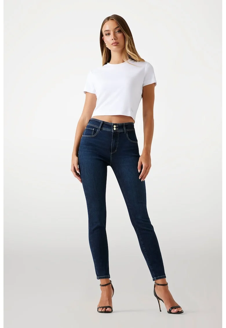 Blugi crop slim fit, Bleumarin