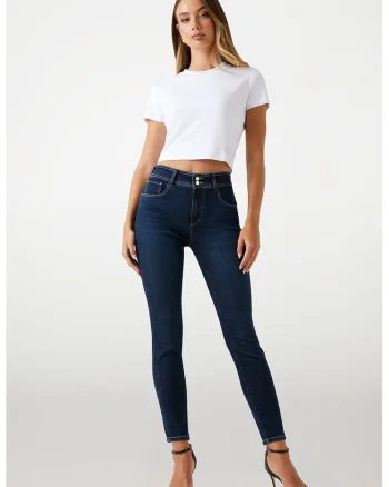Blugi crop slim fit, Bleumarin