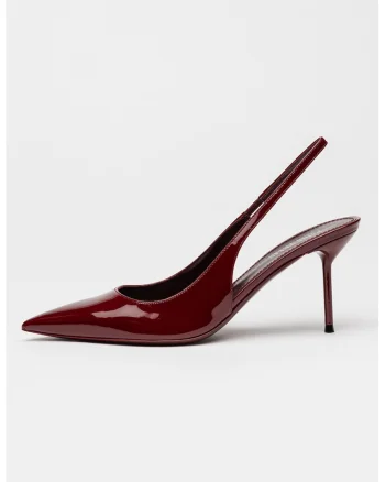 Pantofi slingback din piele lacuita cu toc stiletto Lidia, Visiniu