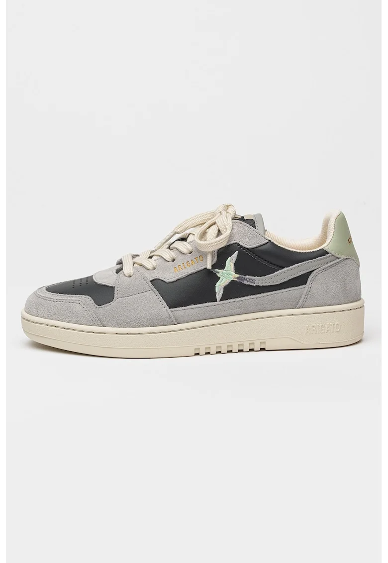 Pantofi sport cu segmente din piele intoarsa si broderie Dice Lo Bee Bird, Gri cenusiu/Gri inchis
