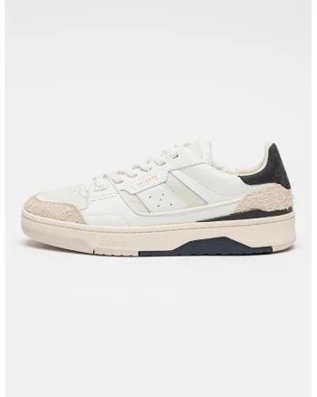 Pantofi sport low-cut din piele Clay, Alb optic/Alb murdar