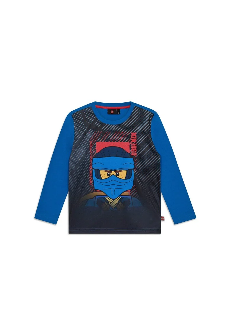 Bluza cu imprimeu si maneca lunga pentru copii,  albastru