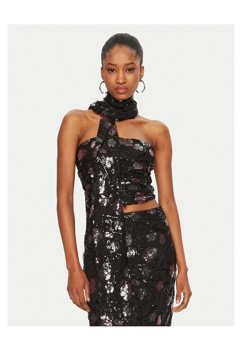 Bluza dama  negru, fara maneci, eleganta