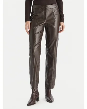Pantaloni dama  piele ecologica, maro, Maro