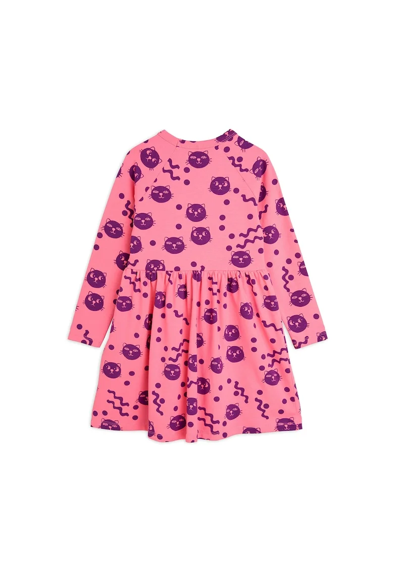 Rochie casual fete,  Roz, Print cu pisici