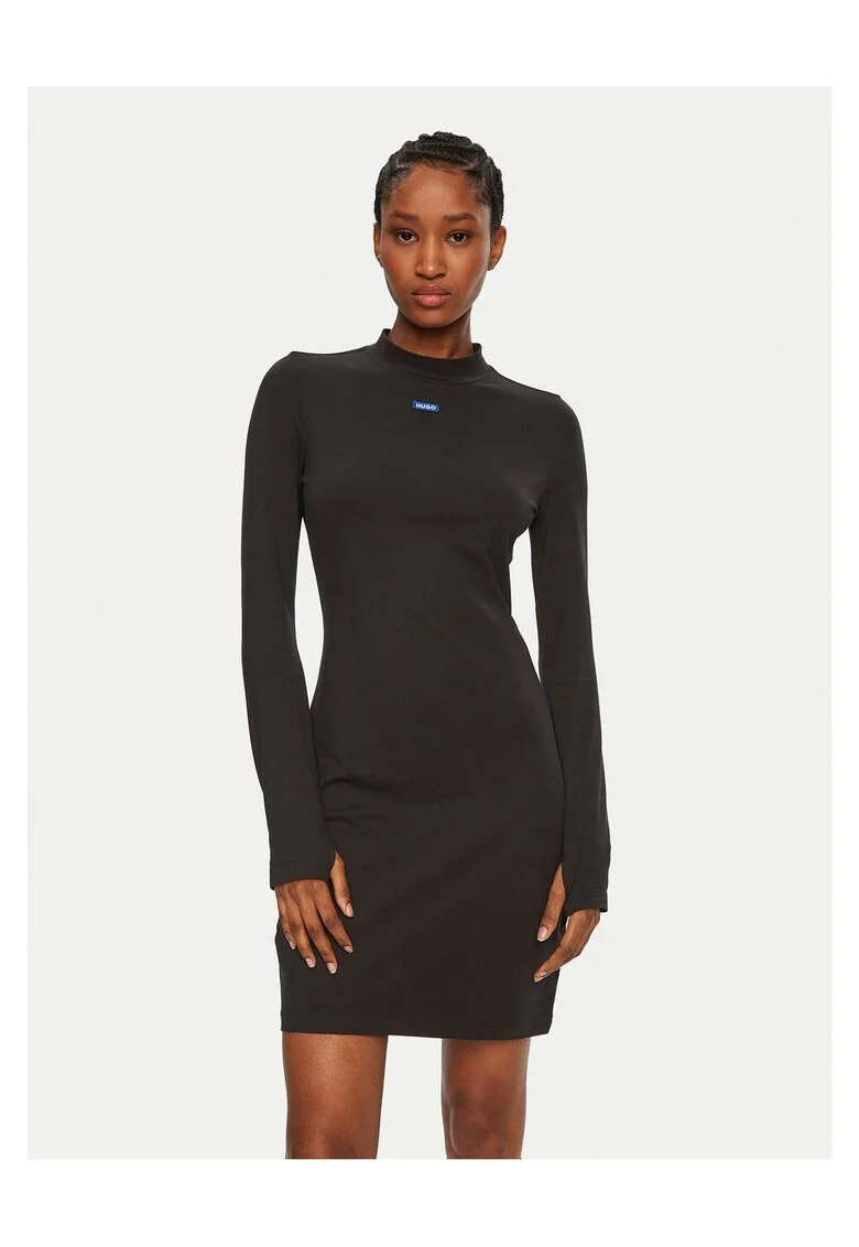Rochie casual dama  negru, maneca lunga