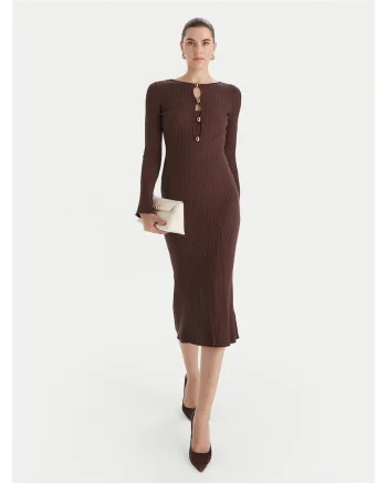 Rochie tricotata de dama Marciano Guess, maro