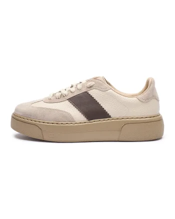 Pantofi sport de piele cu insertii de piele intoarsa June, Maro/Bej