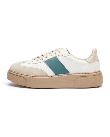 Pantofi sport de piele cu insertii de piele intoarsa June, Alb/Bej
