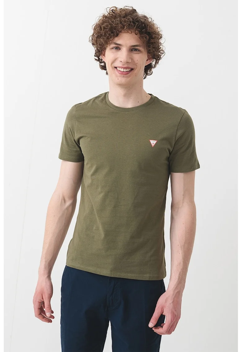 Tricou slim fit de bumbac, Verde masliniu