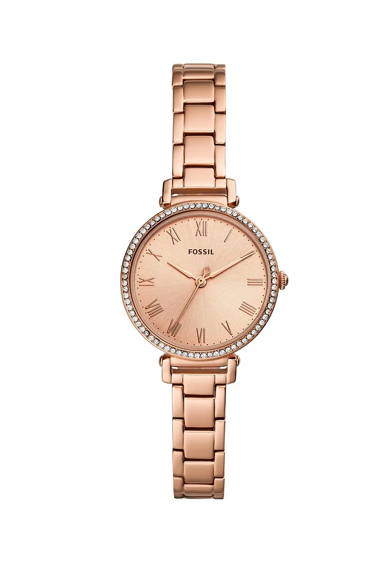 Ceas analog decorat cu zirconia, Auriu rose