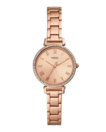 Ceas analog decorat cu zirconia, Auriu rose