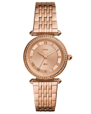 Ceas analog cu cadran cu model guilloche, Auriu rose