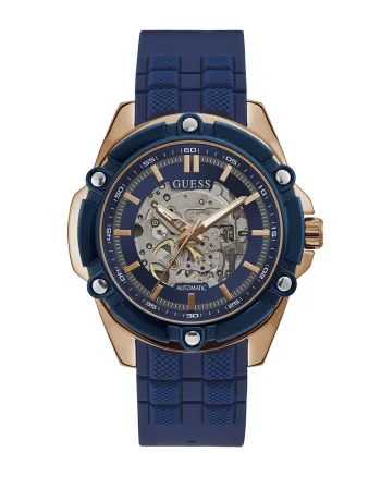 Ceas automatic cu cadran cu mecanism partial vizibil, Bleumarin