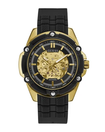 Ceas automatic cu cadran cu mecanism partial vizibil, Negru