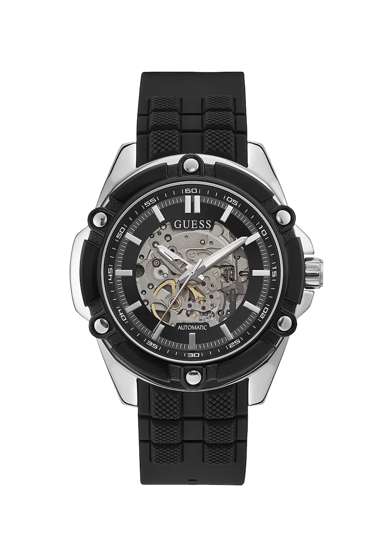 Ceas automatic cu cadran cu mecanism partial vizibil, Negru