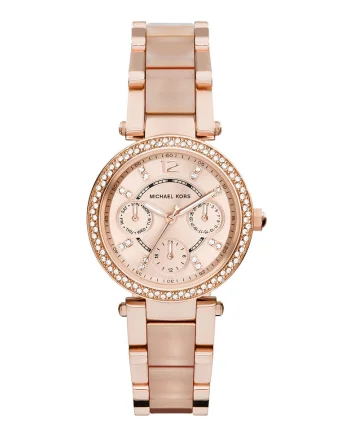 Ceas cu functii multiple decorat cu cristale Mini Parker, Auriu rose