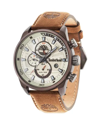 Ceas analog cu o curea de piele, Maro camel