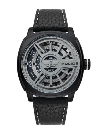 Ceas analog cu o curea de piele, Negru