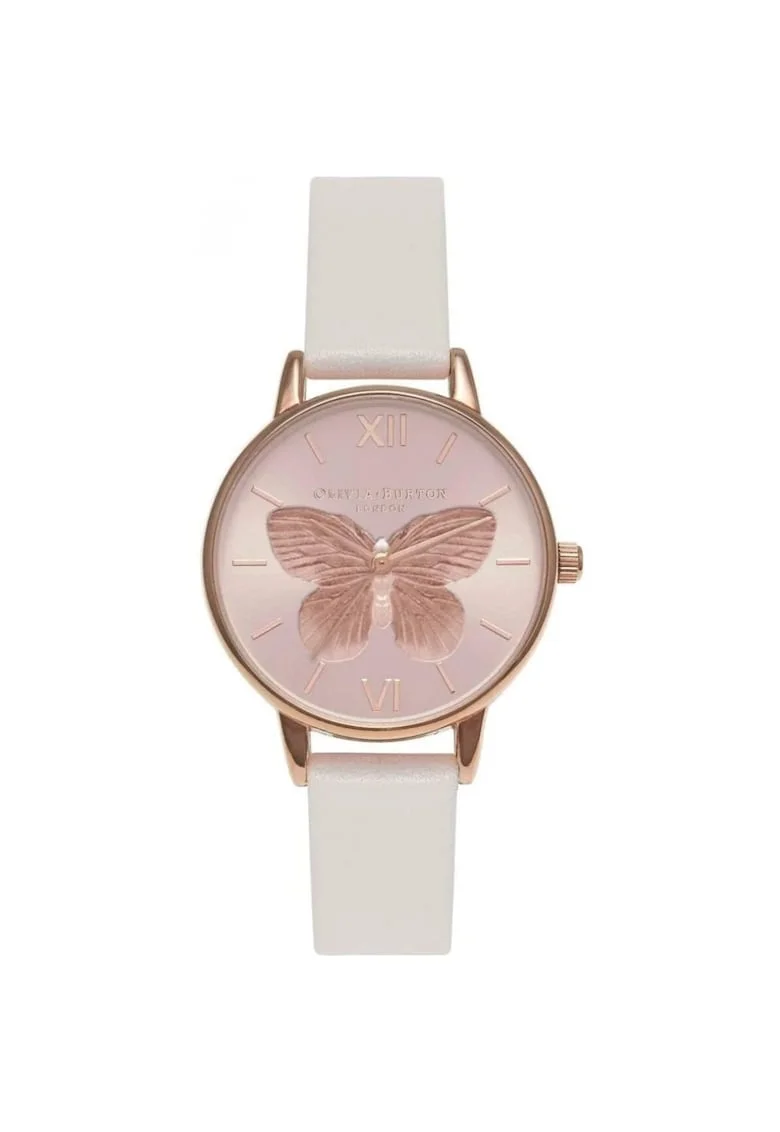 Ceas Dama,  3D Butterfly 870454802, Alb