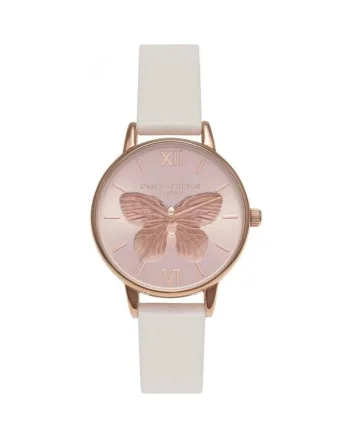 Ceas Dama,  3D Butterfly 870454802, Alb