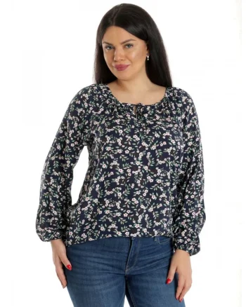 888141926-Bluza Dama, tip IE, Bleumarin cu imprimeu Floral