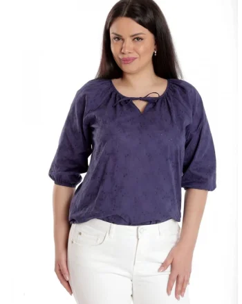 888142600-Bluza Dama, IE, Albastra cu broderie sparta