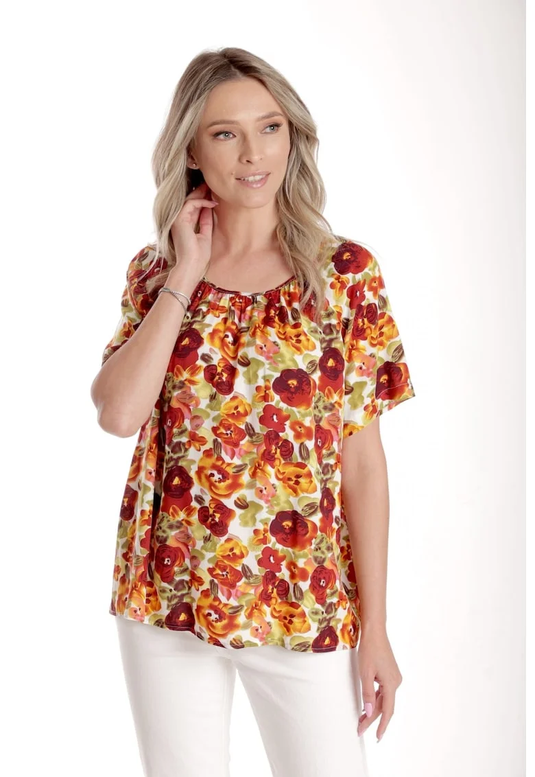 888144393-Bluza Dama, Ampla cu Imprimeu Floral - Panselute