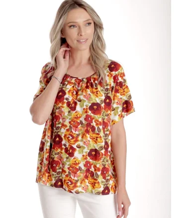 888144393-Bluza Dama, Ampla cu Imprimeu Floral - Panselute