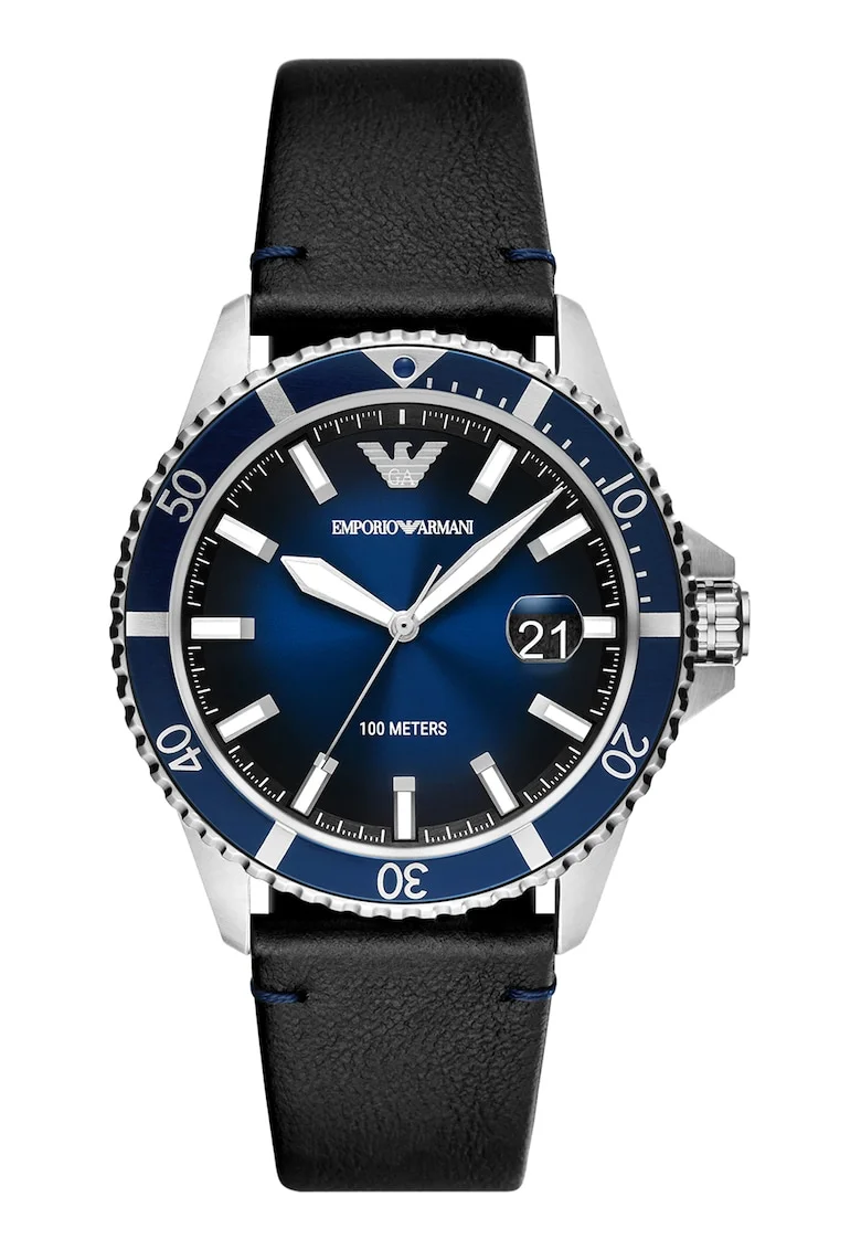 Ceas quartz cu o curea de piele, Negru