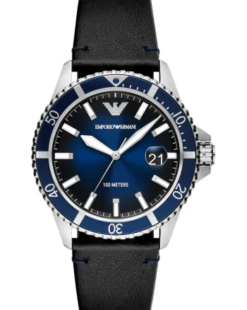 Ceas quartz cu o curea de piele, Negru