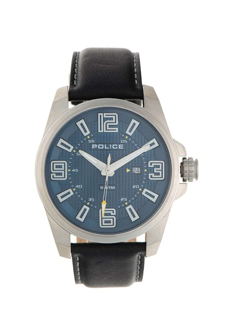 Ceas quartz cu o curea de piele, Negru