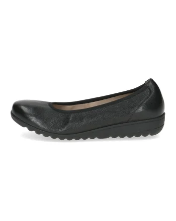 Balerini de piele cu varf rotund, Negru stins