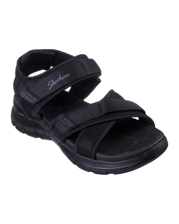 Sandale cu velcro si logo, Negru