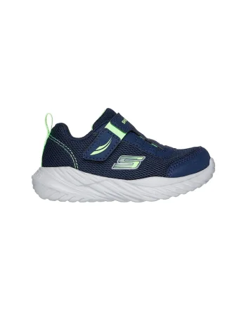 Pantofi sport cu inchidere velcro si garnituri din plasa, Verde lime/Bleumarin