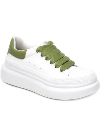 Pantofi dama 232806 alb/verde,  Alb/Verde