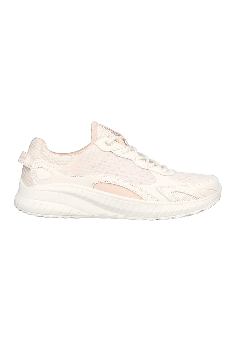 Pantofi sport de piele ecologica si plasa Squad Chaos, Alb/Roz deschis