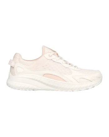 Pantofi sport de piele ecologica si plasa Squad Chaos, Alb/Roz deschis