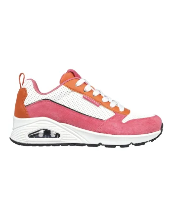 Pantofi sport cu insertii de piele intoarsa Uno - 2 Much Fun, Alb/Roz