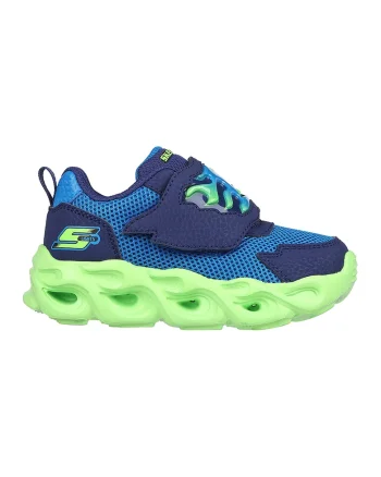 Pantofi sport cu velcro si LED-uri Thermo-Flash - Flame, Verde lime/Bleumarin