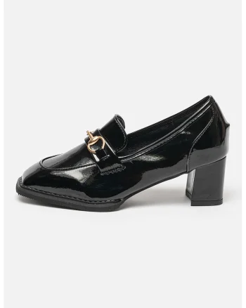 Pantofi loafer cu aspect lacuit, Negru