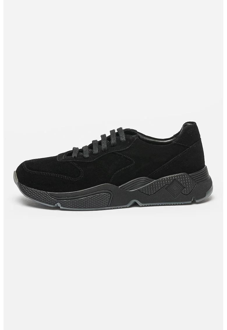 Pantofi uni de piele intoarsa, Negru