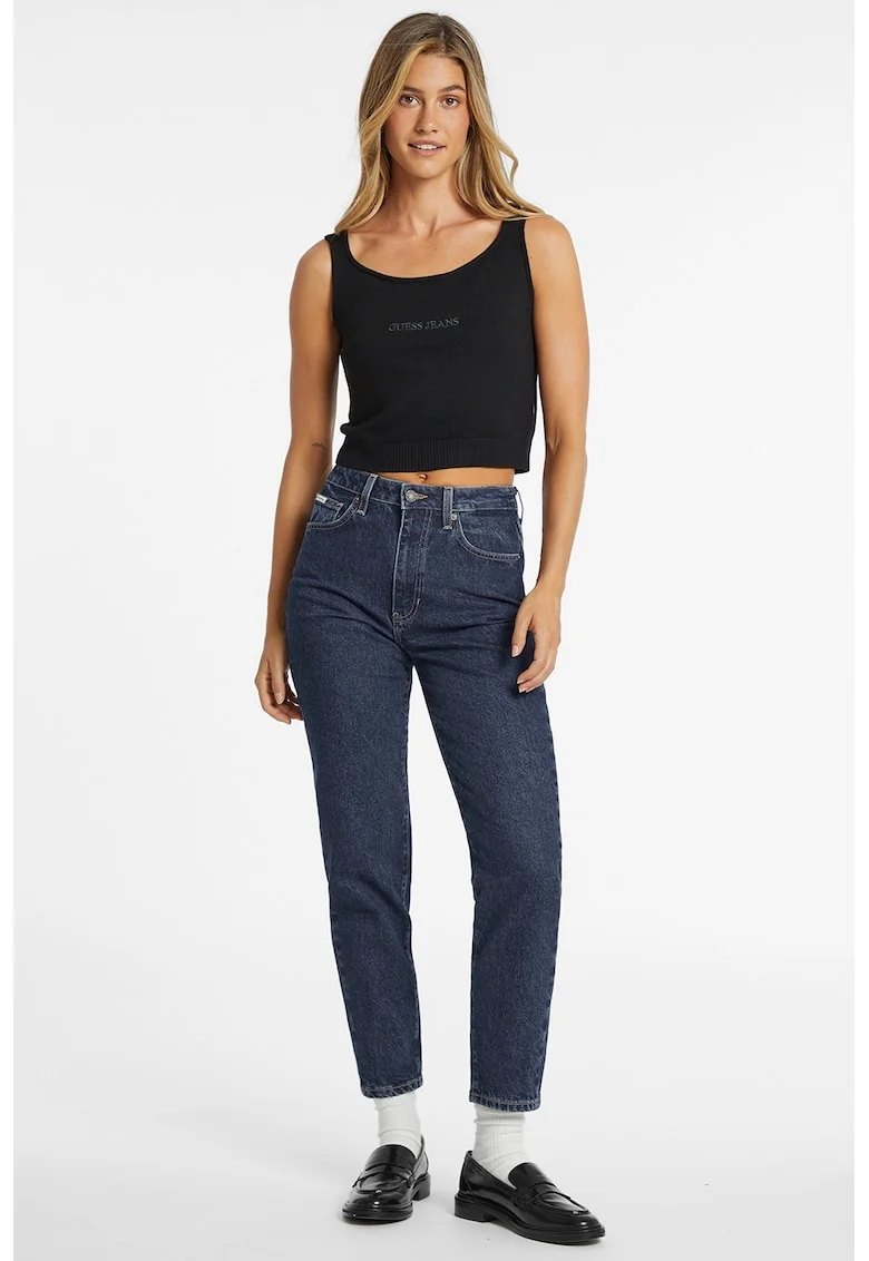 GUESS, Blugi crop mom fit, Bleumarin