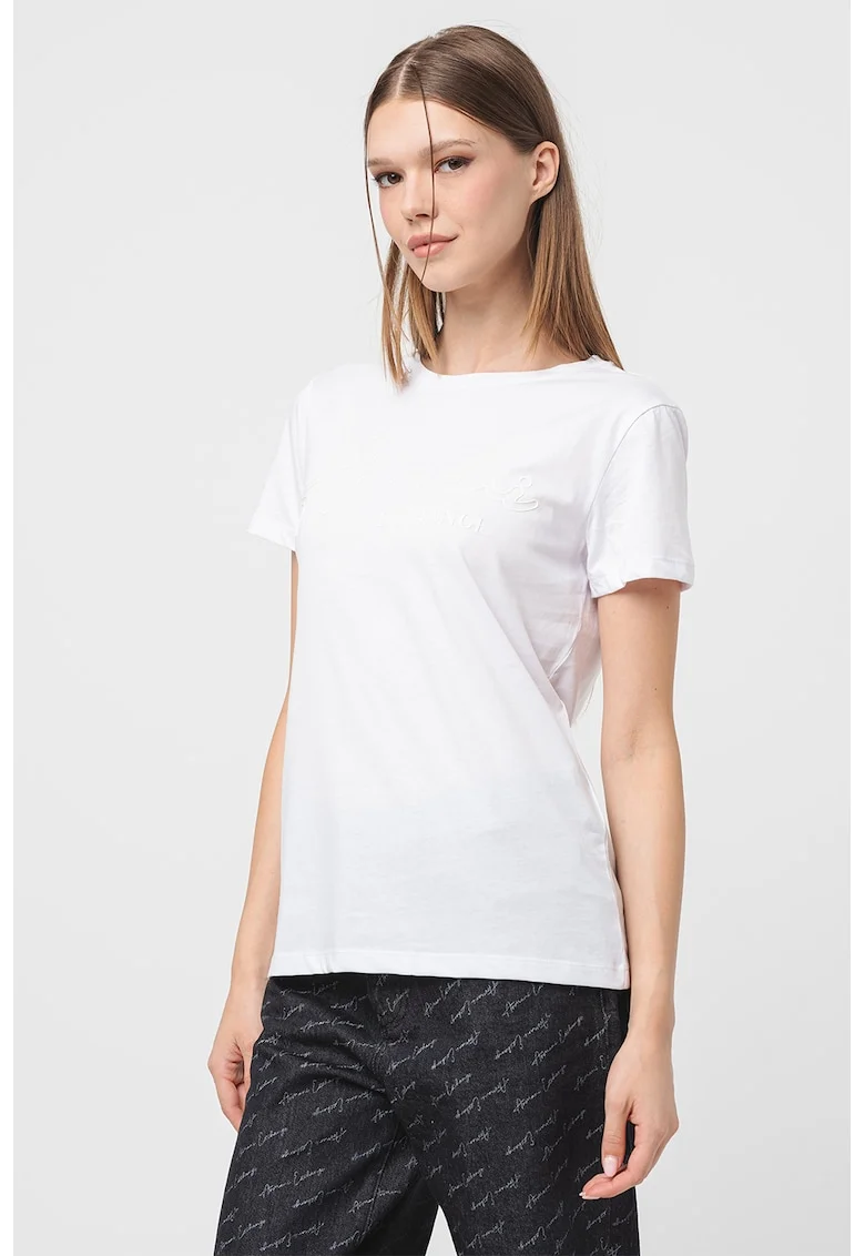 Tricou cu decolteu la baza gatului, Alb optic