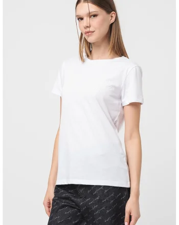 Tricou cu decolteu la baza gatului, Alb optic